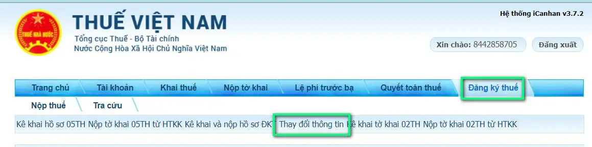 Đăng kí thuế mới từ CMND sang CCCD