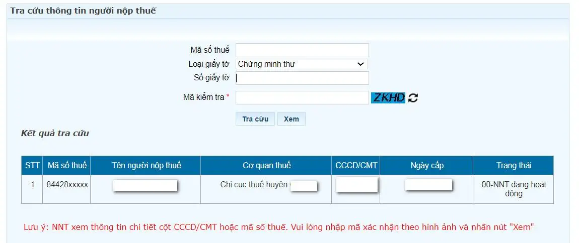 Kết quả tra cứu