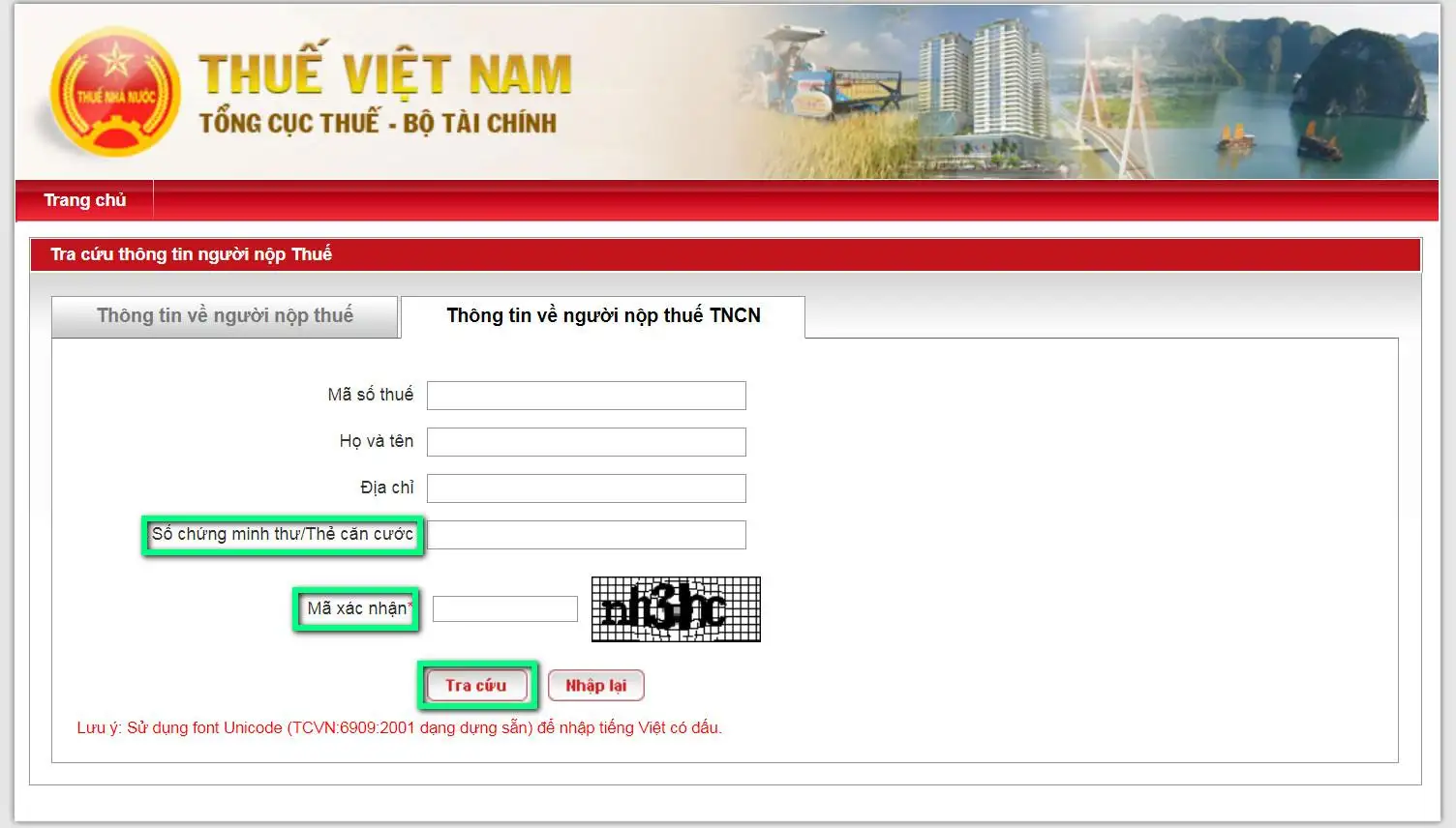 Tra cứu thông tin NNT TNCN