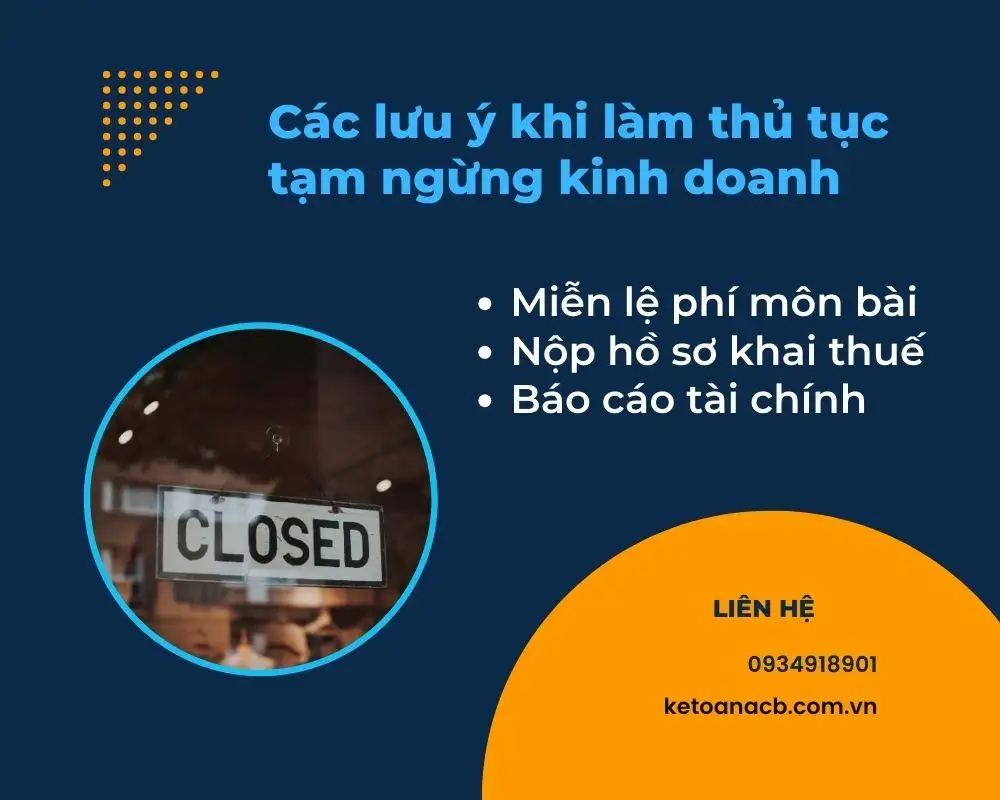 Các lưu ý khi làm thủ tục tạm ngừng kinh doanh