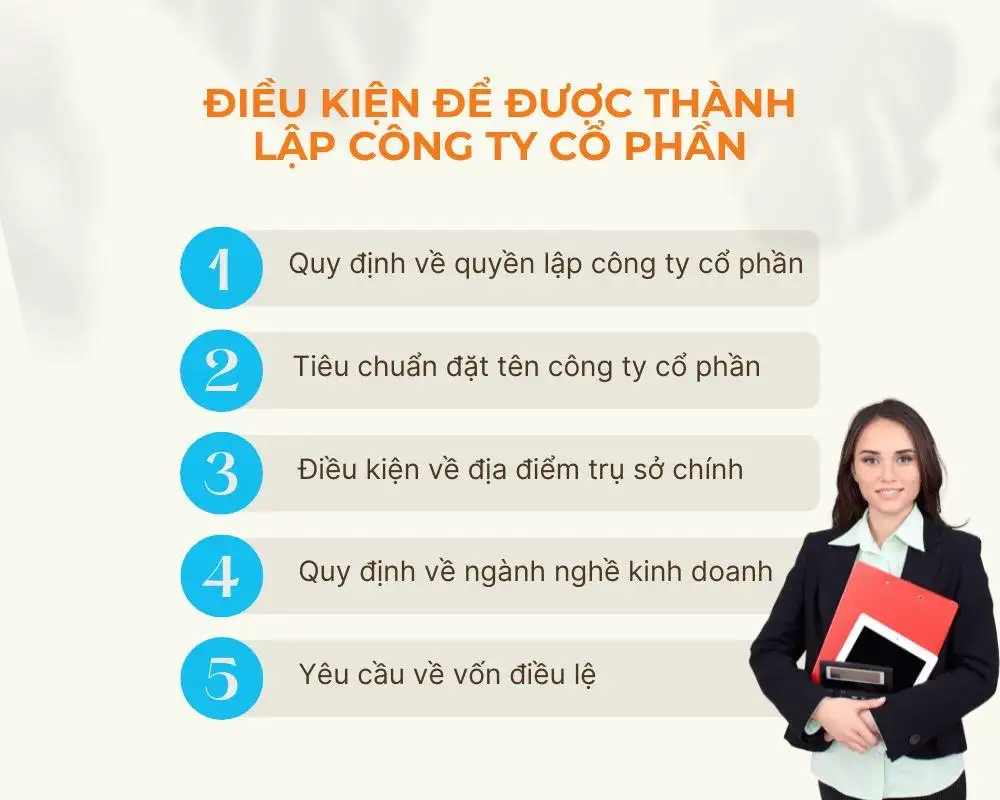 ĐIỀU KIỆN ĐỂ ĐƯỢC THÀNH LẬP CÔNG TY CỔ PHẦN