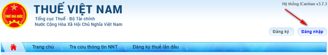 Click vào Đăng nhập ở phía bên phải của trang