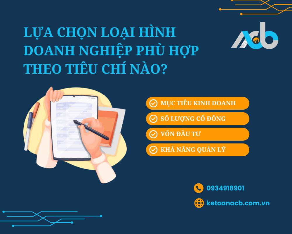 Lựa chọn loại hình doanh nghiệp phù hợp theo tiêu chí nào