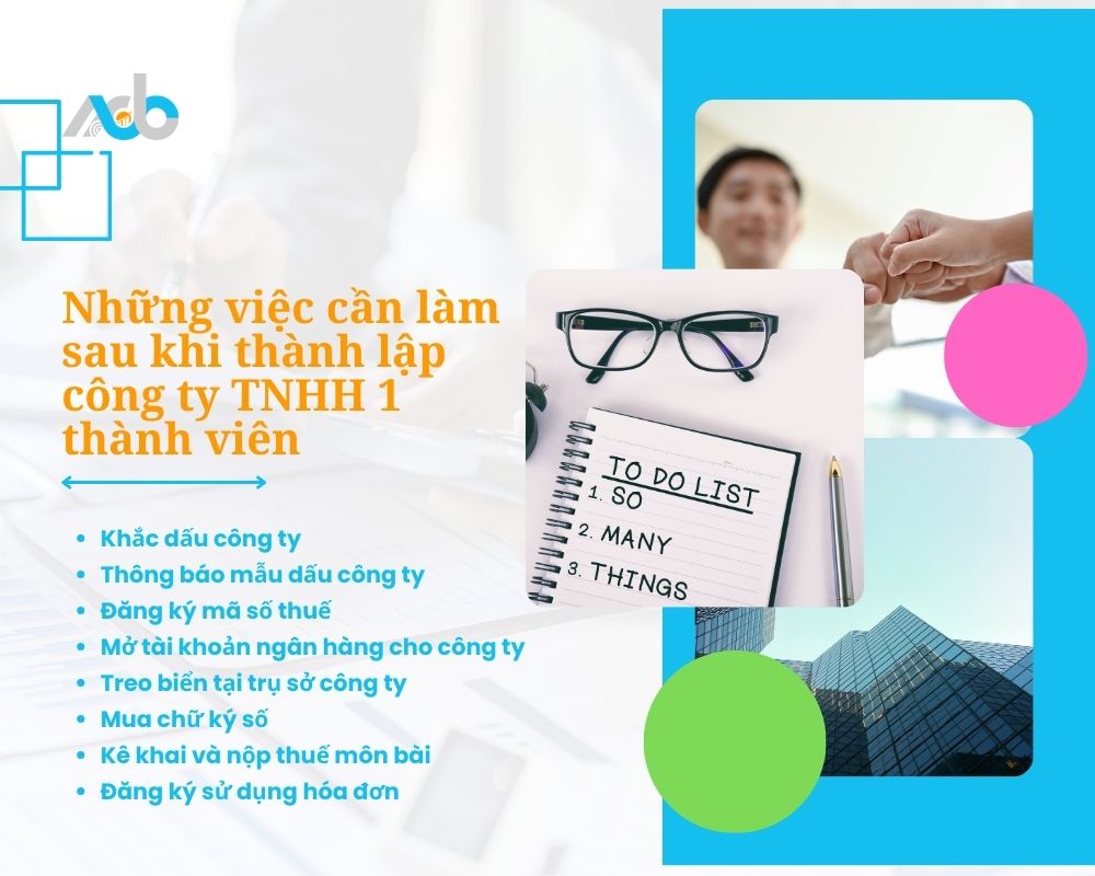Những việc cần làm sau khi thành lập công ty TNHH 1 thành viên