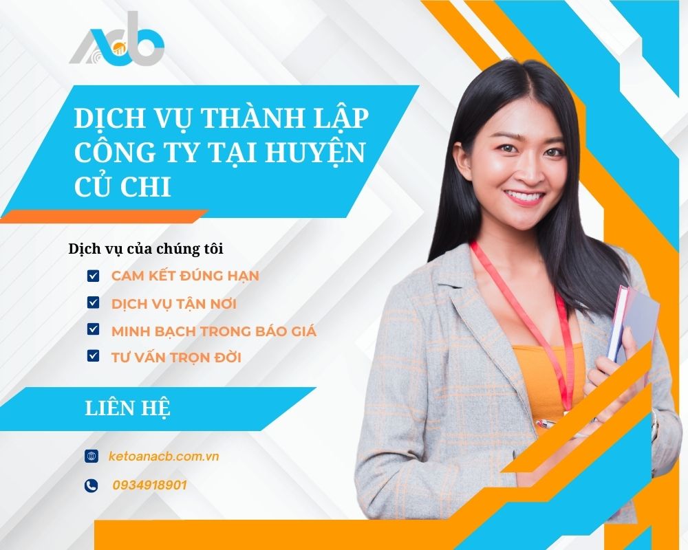 Dịch vụ thành lập công ty tại huyện Củ Chi uy tín, trọn gói, giá rẻ