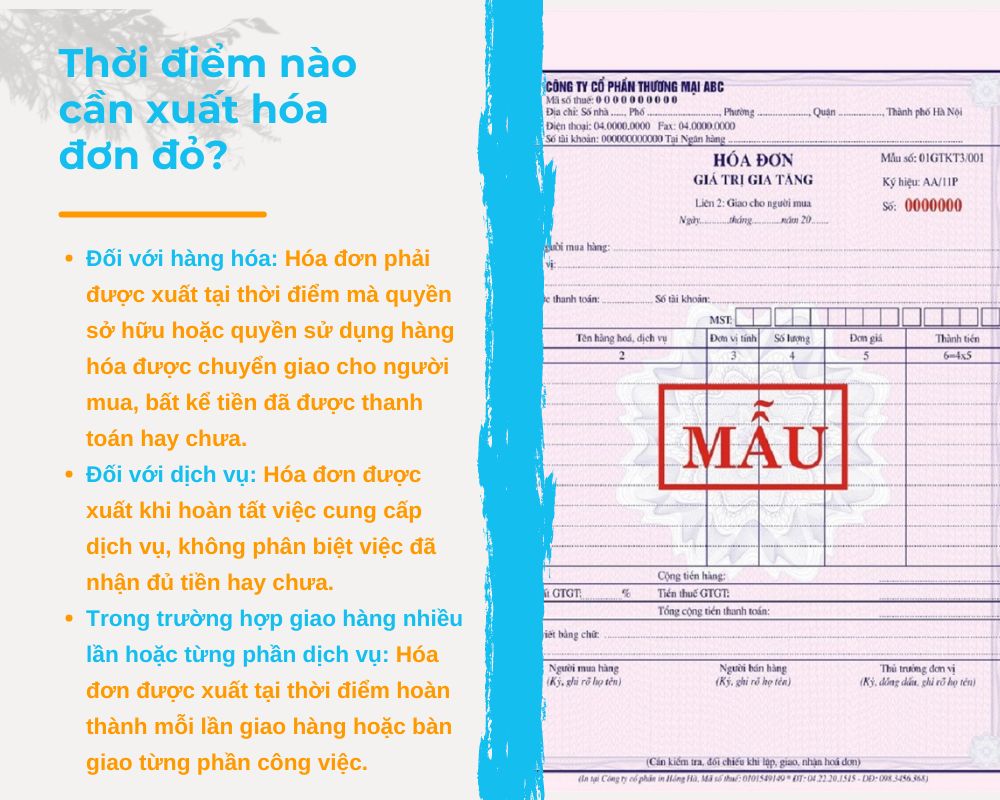 Thời điểm nào cần xuất hóa đơn đỏ?